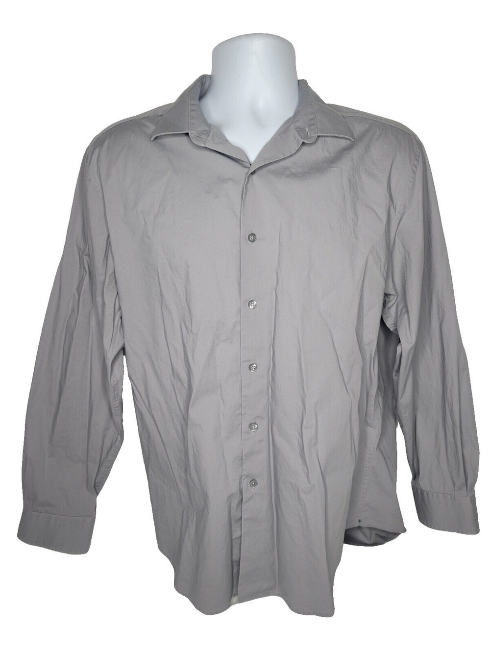 Alfani Mens Dress Shirt Slim Fit Stretch Button Up Gray Large 16-16 1/2, 34-35